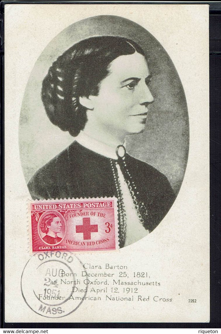 Etats-Unis - Carte Maximum Croix Rouge "Clara Barton" Oxford 24 Août 1951 - TB - - Maximumkaarten