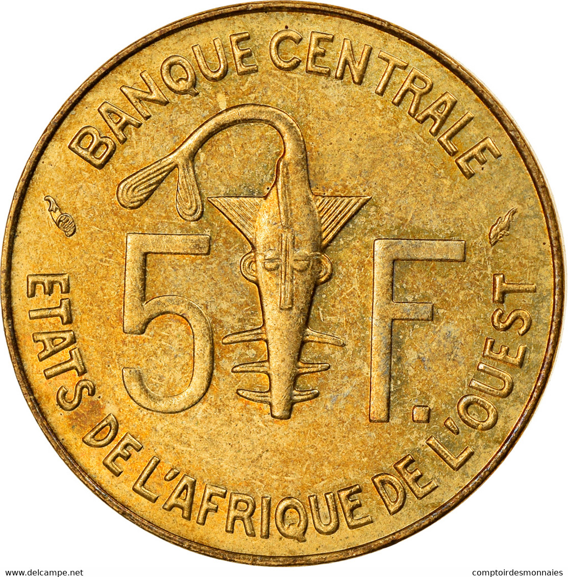 Monnaie, West African States, 5 Francs, 1986, TTB, Aluminum-Nickel-Bronze, KM:2a - Costa D'Avorio