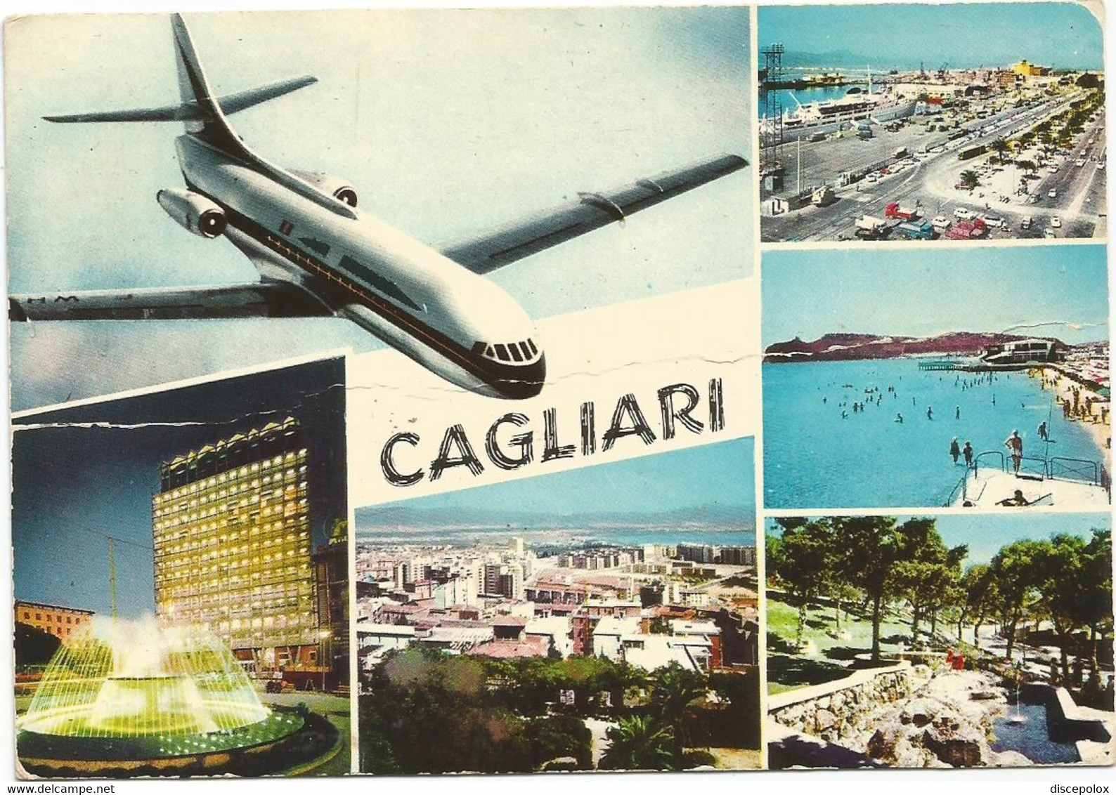 A6256 Cagliari - Panorama Vedute Multipla - Airplane Aereo Avion / Viaggiata 1972 - Cagliari