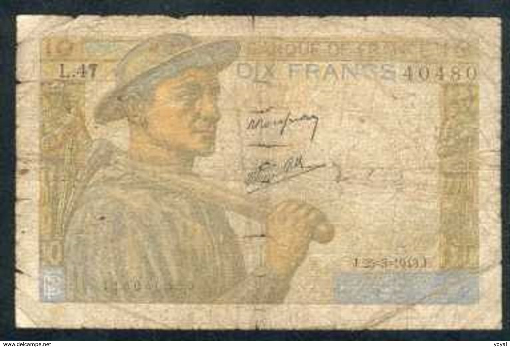 10f Mineur 25/3/43 - 10 F 1941-1949 ''Mineur''