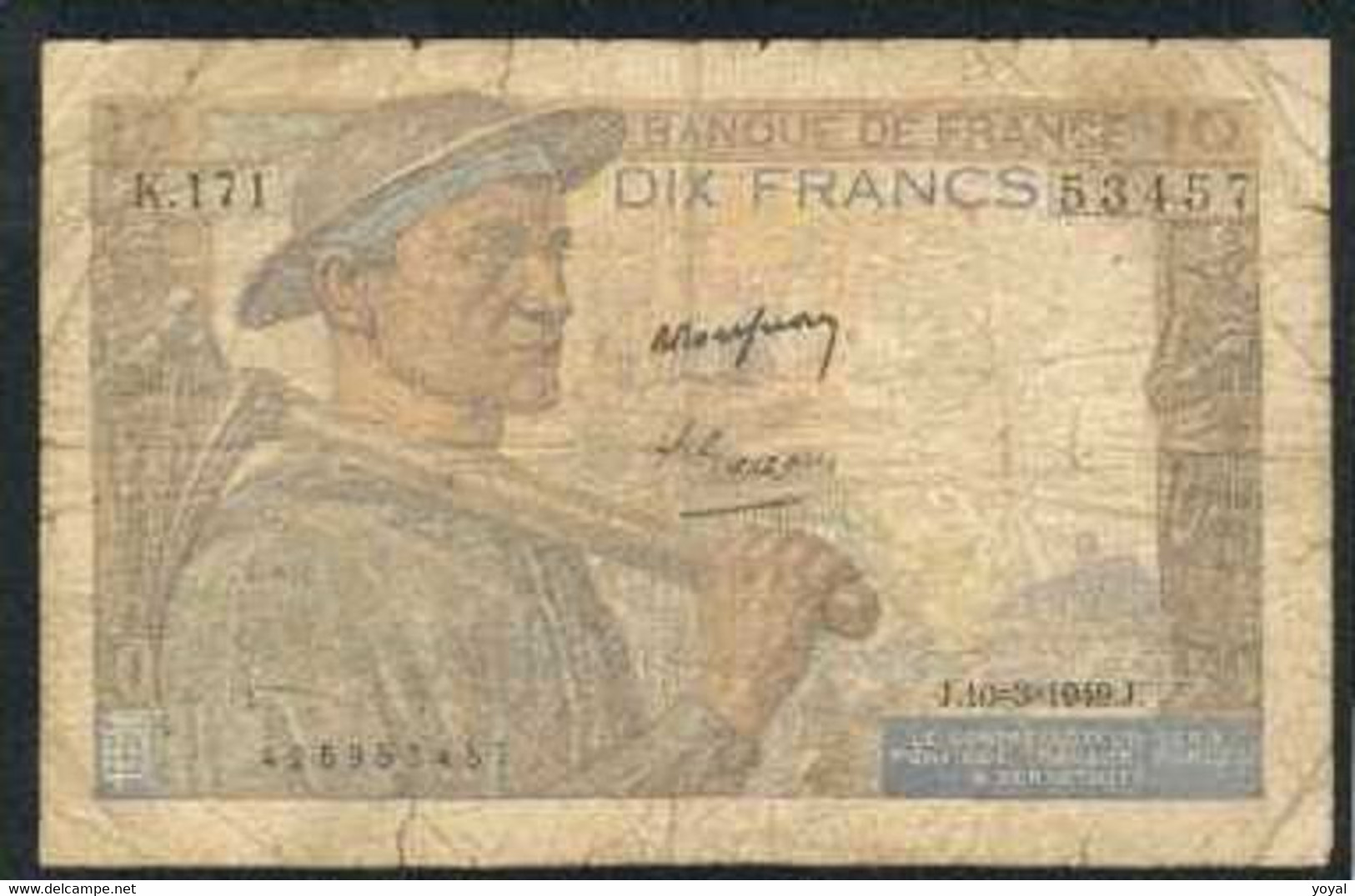 10f Mineur 10/3/49 - 10 F 1941-1949 ''Mineur''