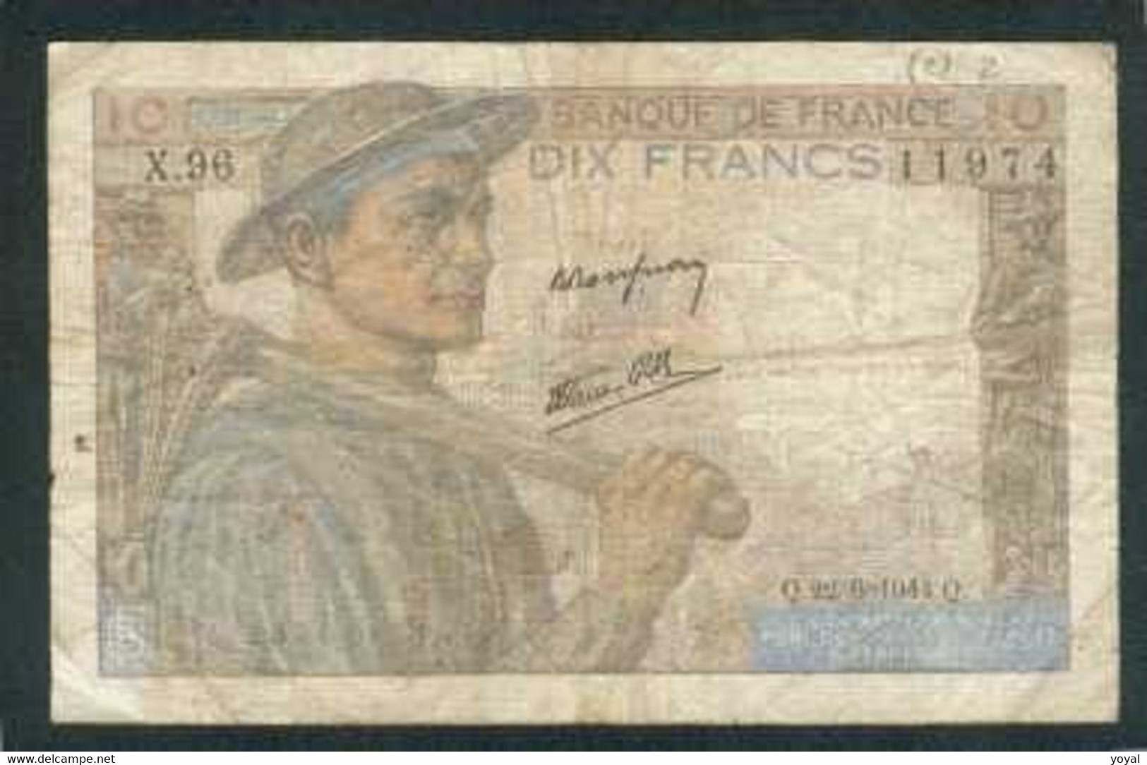 10f Mineur 22/6/44 (2) - 10 F 1941-1949 ''Mineur''