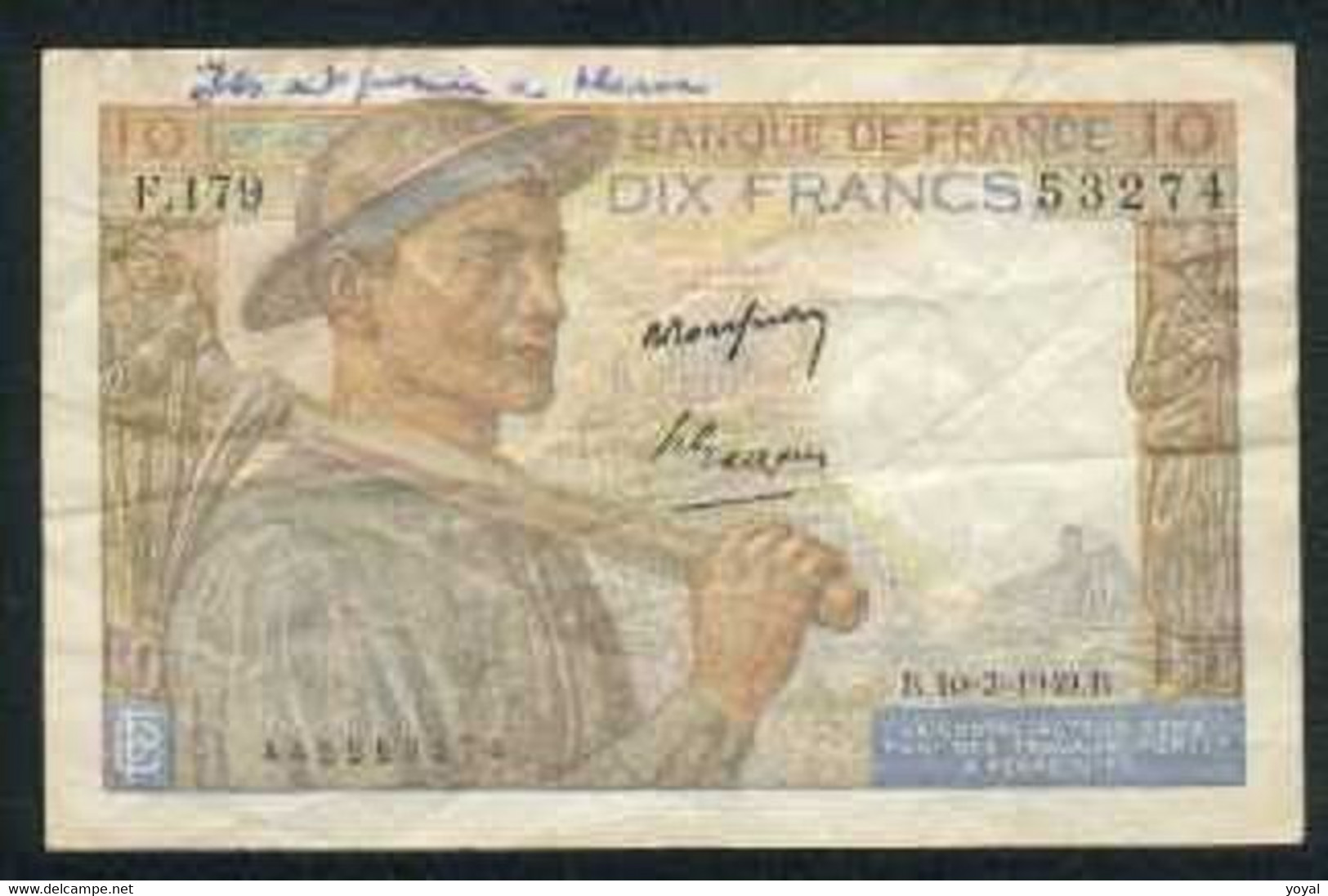 10f Mineur 10/3/49 - 10 F 1941-1949 ''Mineur''