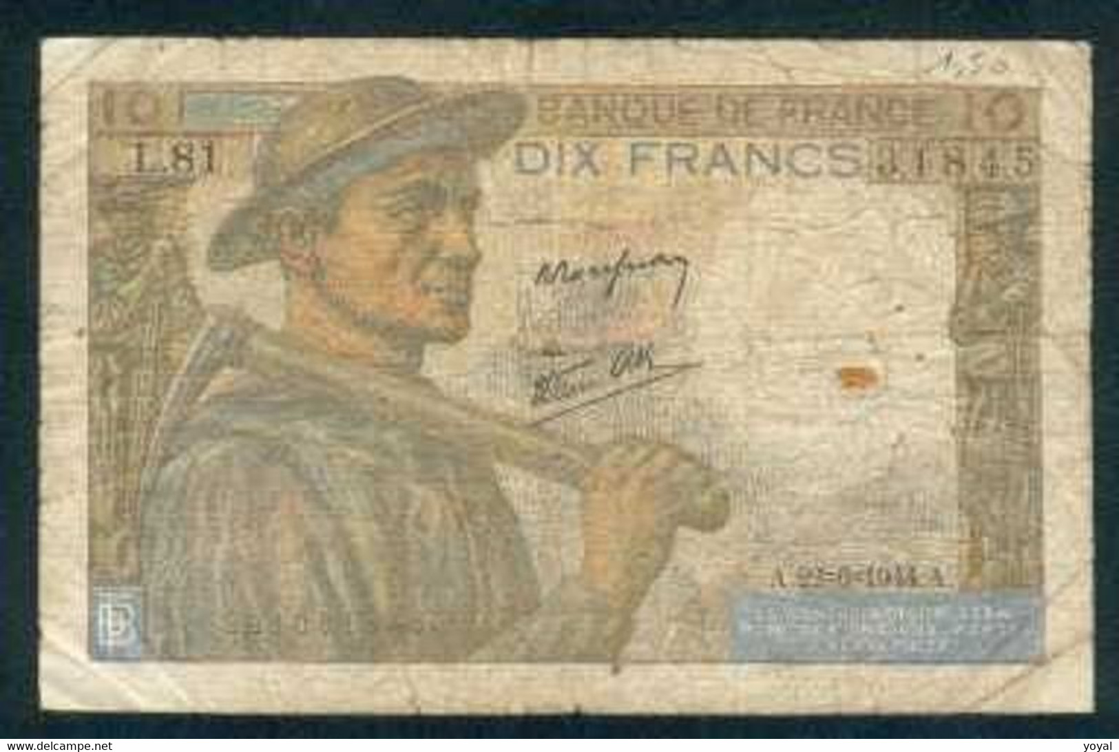 10f Mineur 22/6/44 (3) - 10 F 1941-1949 ''Mineur''