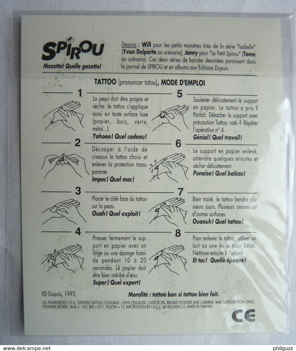 RARE SUPPLEMENT SPIROU - TRANSFERTS PETIT SPIROU TOME & WILL DUPUIS 1993 - Stickers