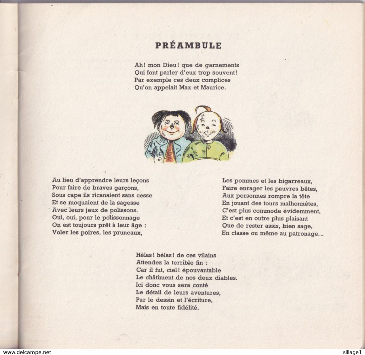 BUSCH W. : Max Et Maurice Ou Les Sept Mauvais Tours De Deux Petits Garçons, Paris, Flammarion 1952, Plaquette Carrée - Eerste Druk