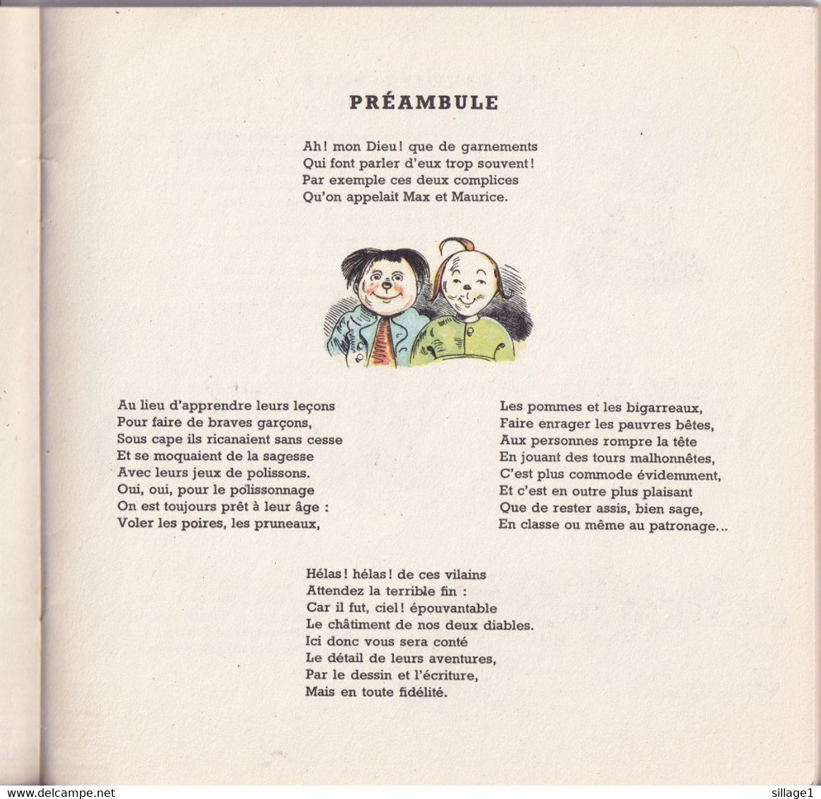 BUSCH W. : Max Et Maurice Ou Les Sept Mauvais Tours De Deux Petits Garçons, Paris, Flammarion 1952, Plaquette Carrée - Tirages De Tête