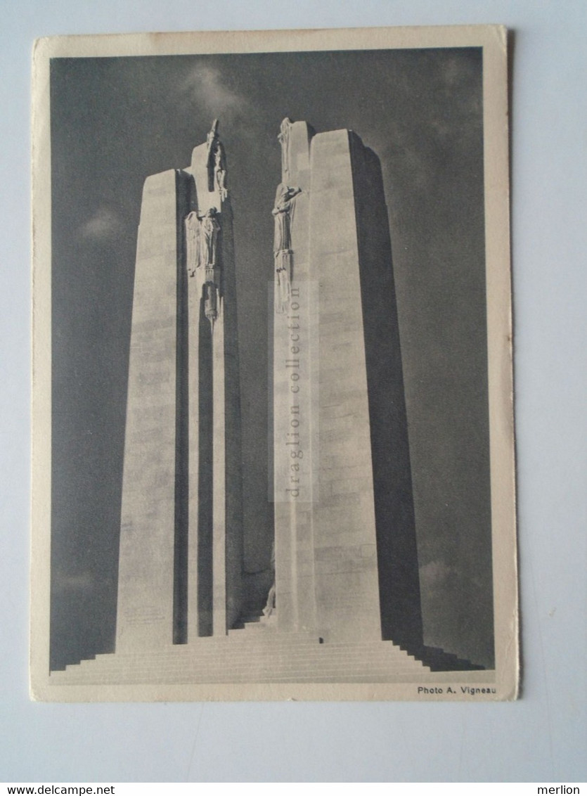 D179285 France, Entier Postal "Mémorial Canadien De Vimy" 90c. Rouge -1936 Postal Stationery Canadian Memorial -Canada - Standard Postcards & Stamped On Demand (before 1995)