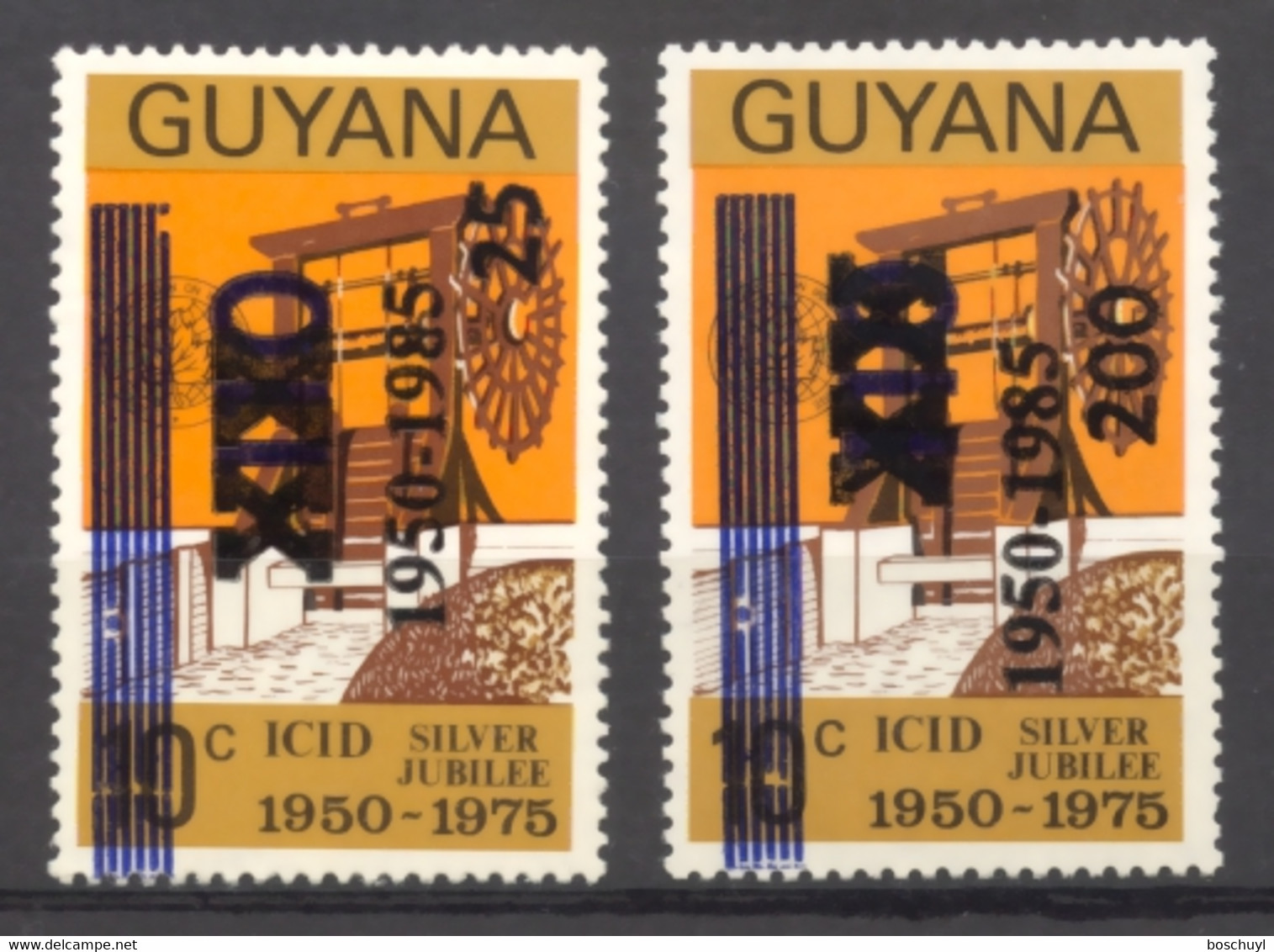 Guyana, 1985, Water Management Commission, ICID, Overprinted, MNH, Michel 1466-1467 - Guyana (1966-...)