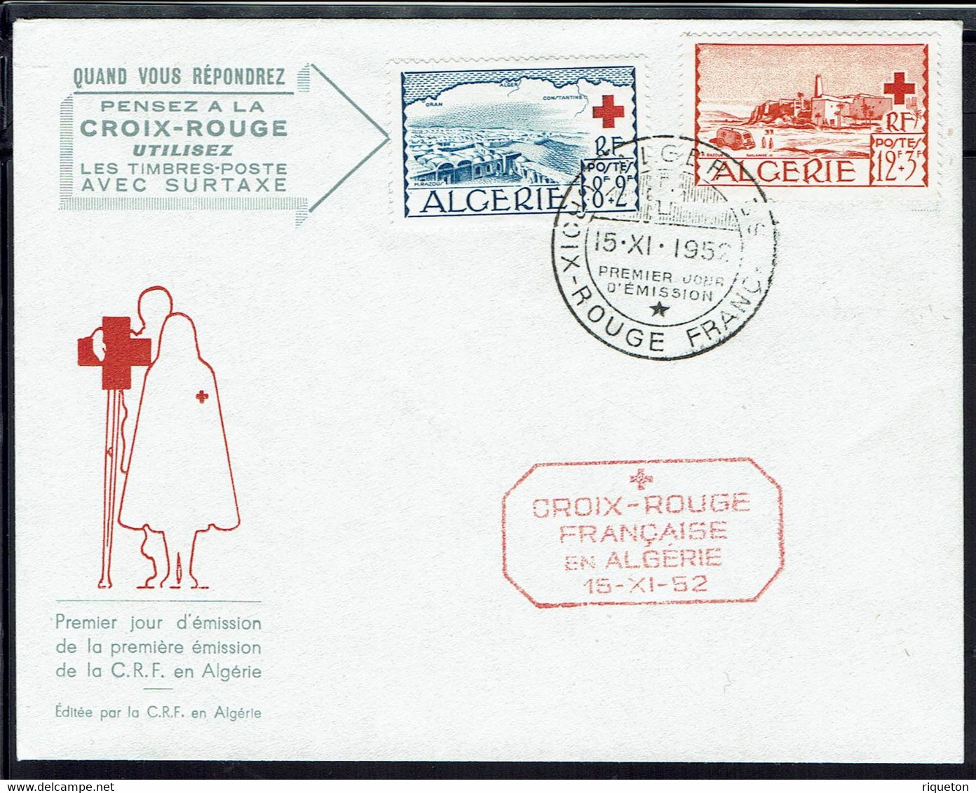 Algérie - N° 300-301 Sur Enveloppe Croix Rouge FDC - Alger 15-XII-1952 - B/TB - - FDC