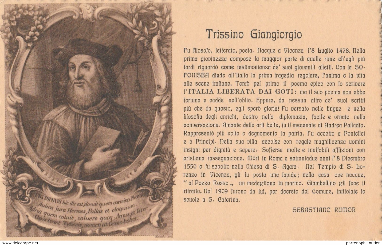 Cartolina - Postcard / Viaggiata - Sent /  Trissino Giangiorgio - Filosofo. - Ecrivains