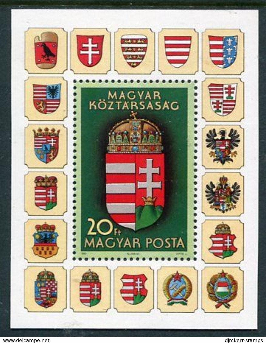 HUNGARY 1990 New State Arms Block MNH / **.  Michel Block 211 - Unused Stamps