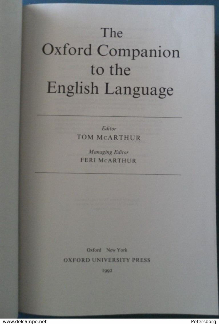 The Oxford Companion To The English Language - Langue Anglaise/ Grammaire