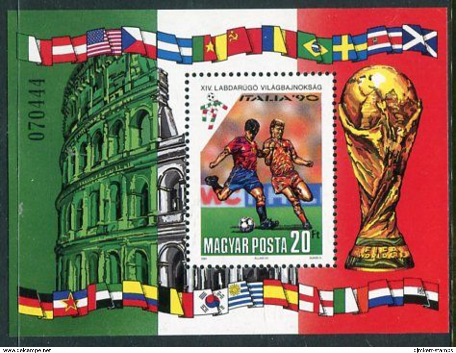 HUNGARY 1990 Football World Cup Block MNH / **.  Michel Block 210 - Unused Stamps
