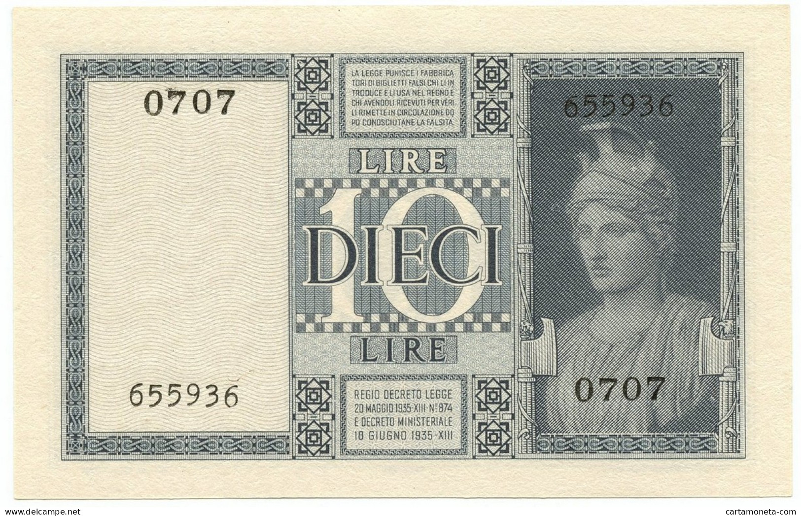 10 LIRE BIGLIETTO DI STATO VITTORIO EMANUELE III FASCIO 1944 XXII QFDS - Regno D'Italia – Other