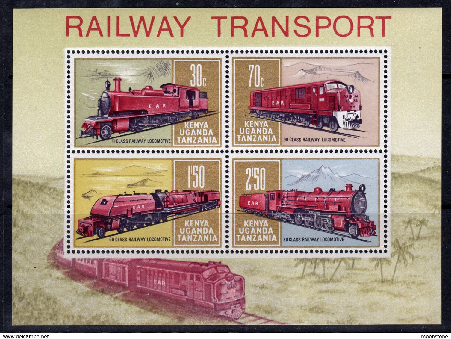 Kenya, Uganda & Tanzania 1971 Railway Transport MS, MNH, SG 296 (BA2) - Kenya, Uganda & Tanzania
