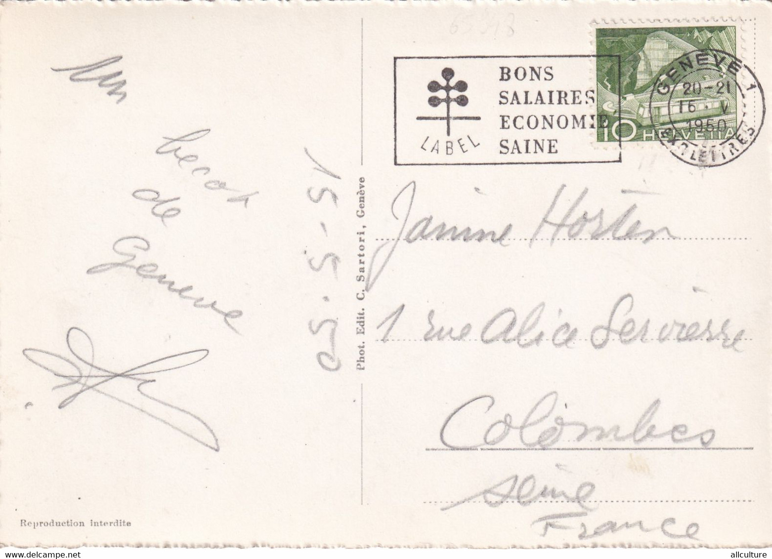 A5215- La Rade, Le Jet D'eau, Lac De Geneve,  1950 Geneve Suisse Switzerland Stamp Postcard - Genève