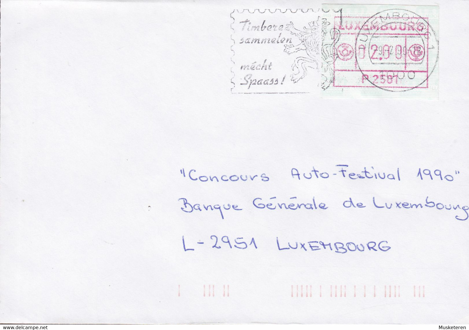 Luxembourg Slogan Flamme 'Timbere Sammelen' LUXEMBORG 1990 Cover Brief Lettre ATM / Frama Label Franking - Macchine Per Obliterare (EMA)