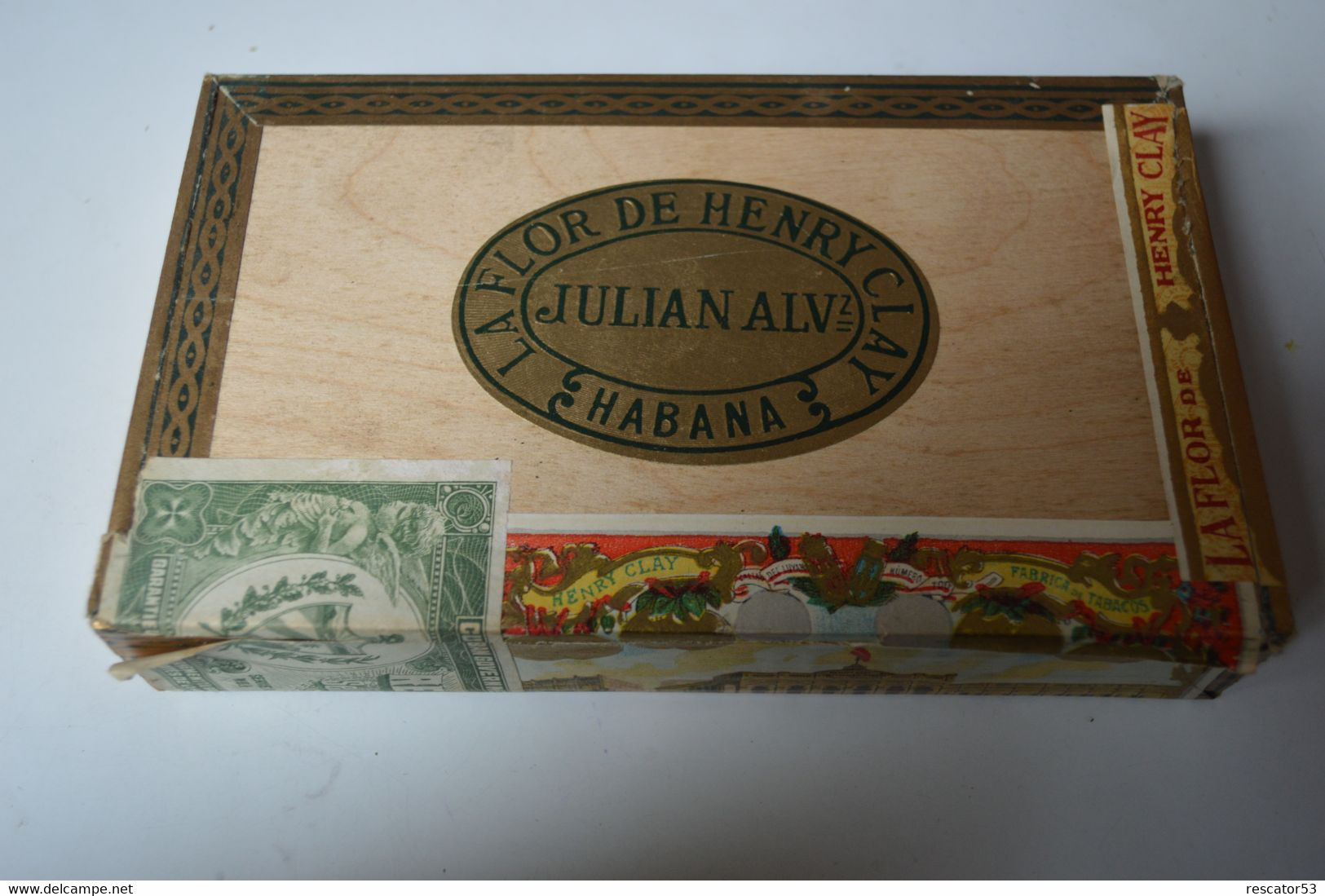 Rare Boite En Bois à Cigares Marque Juliana Alvarez La Flor De Henry Clay Cuba   Format 18.5 X 11 X 3.5 Cm - Otros & Sin Clasificación