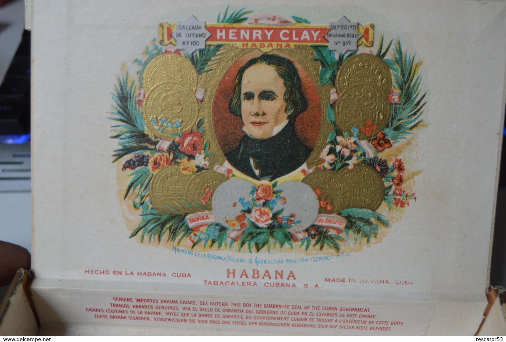 Rare Boite En Bois à Cigares Marque Juliana Alvarez La Flor De Henry Clay Cuba   Format 18.5 X 11 X 3.5 Cm - Altri & Non Classificati