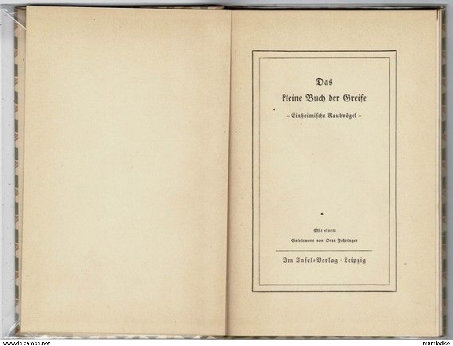 1937 Série: "Le petit livre " Les oiseaux de proie. Das kleine Buch der Greise. 40 pages 12/19 cm TBE