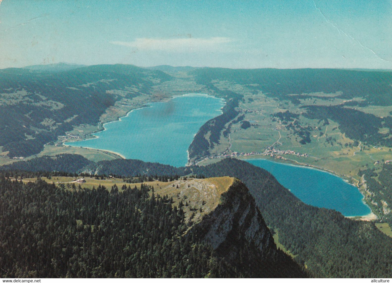 A5242- Lacs De Joux Et Brenet, Vue Aerienne, Sommet De La Dent De Vaulion, Vaud Suisse 1975 Helvetia Stamp Postcard - Vaulion