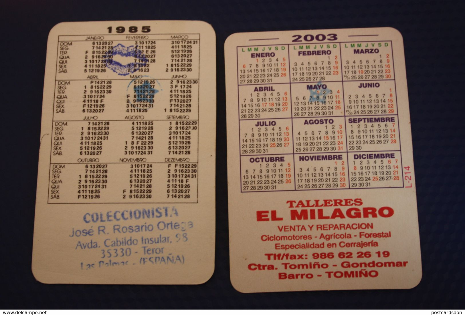 Small : 1981-90 - 2 items lot / Spanish CALENDRIER DE POCHE EROTIQUE FEMME  NU- pretty girl - POCKET calendar -1985- erotic - SEXY - NUDE