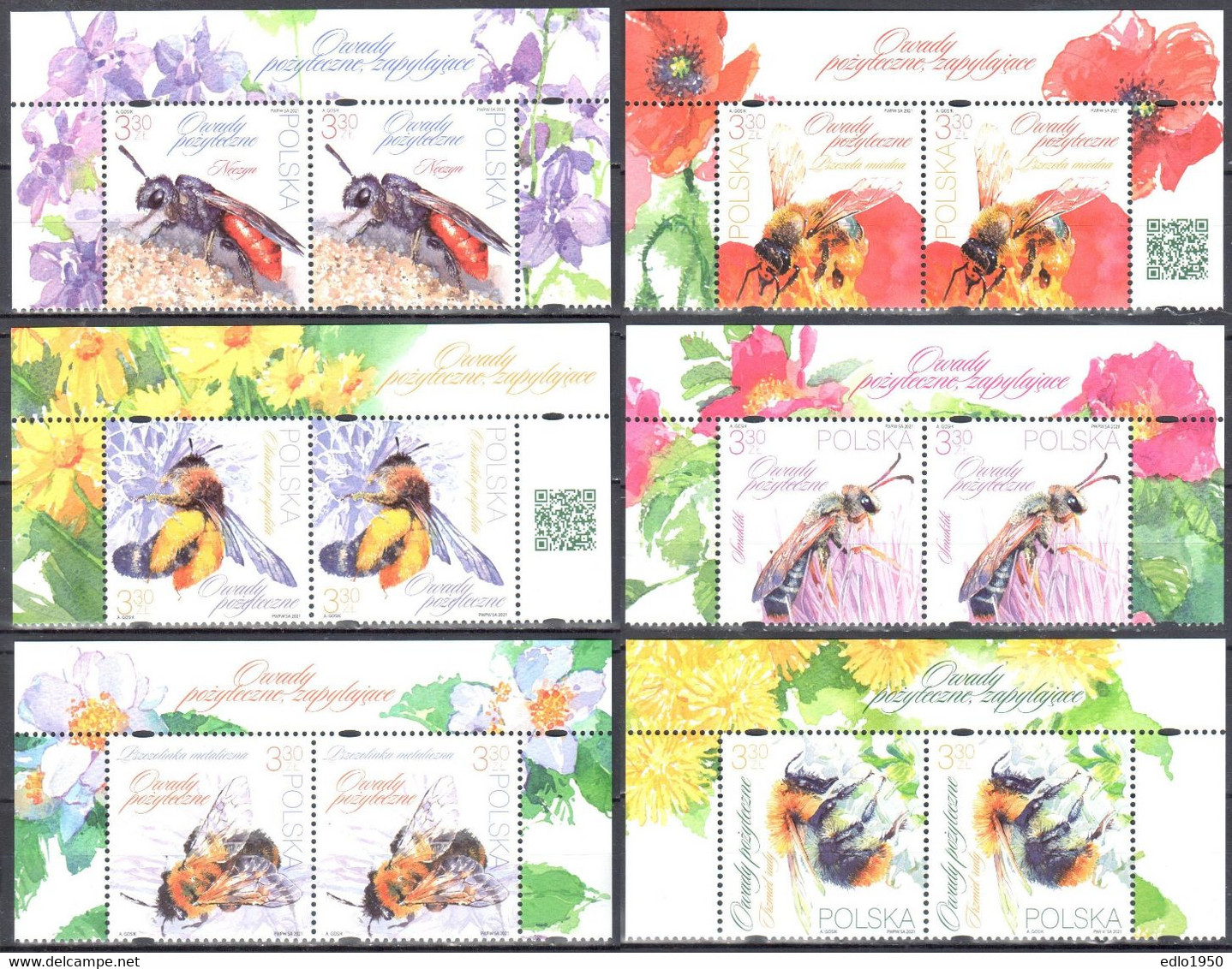 Poland 2021 - Beneficial Insects  - Mi.2x5292-97A - MNH(**) - Ungebraucht