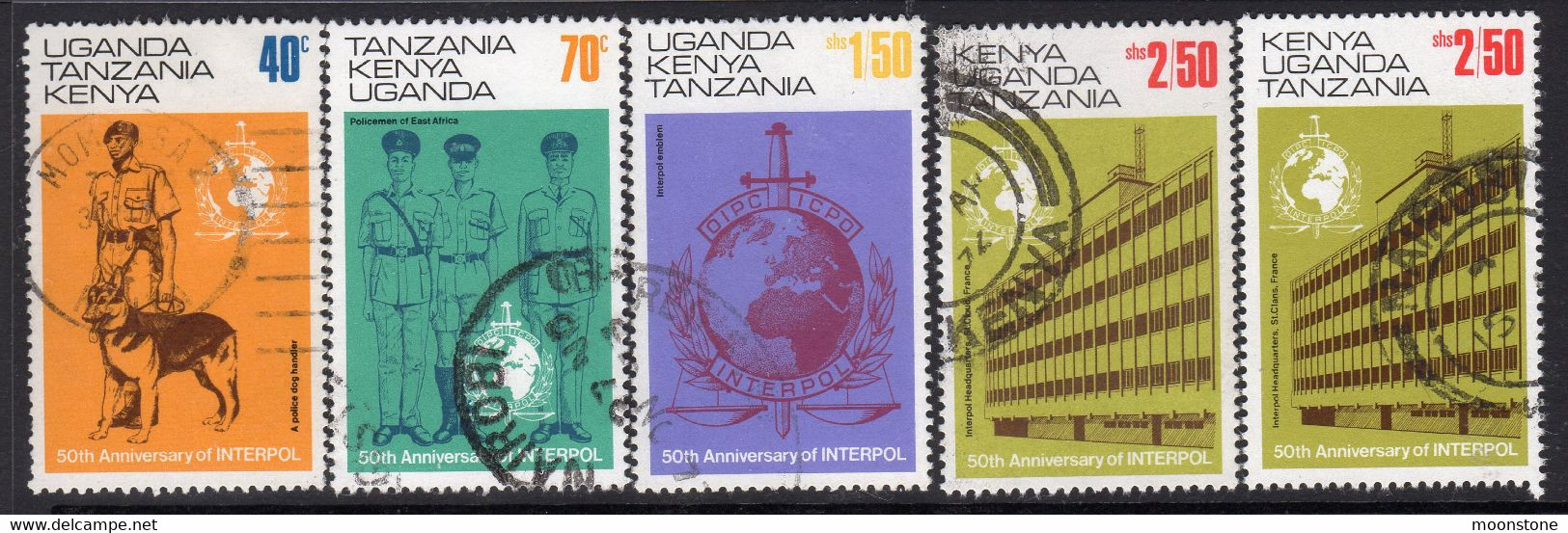 Kenya, Uganda & Tanzania 1973 50th Anniversary Of Interpol Set Of 5, Both 2/50 Values, Used, SG 338/42 (BA2) - Kenya, Ouganda & Tanzanie