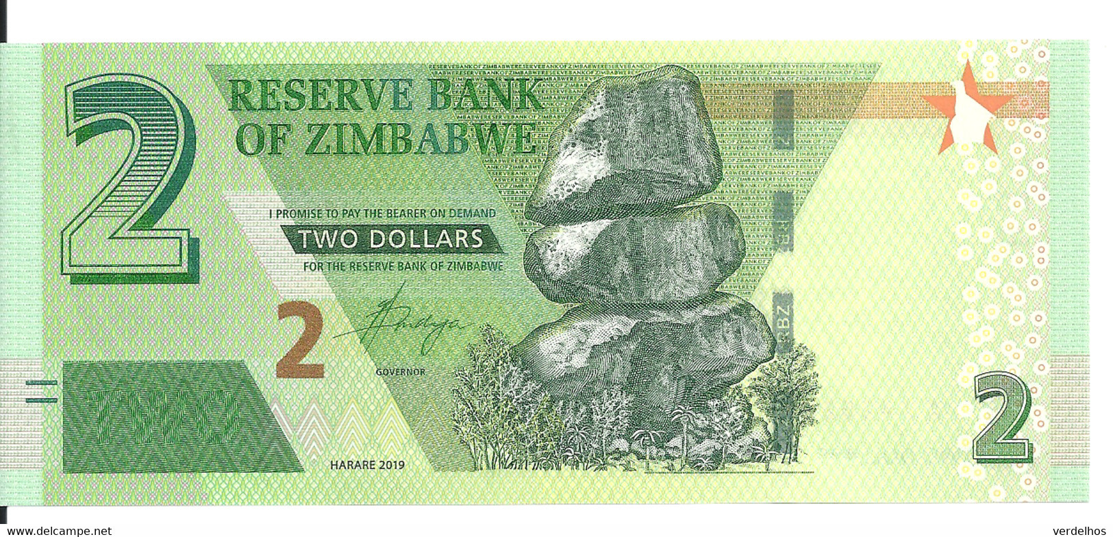 ZIMBABWE 2 DOLLARS 2019 UNC P New - Zimbabwe