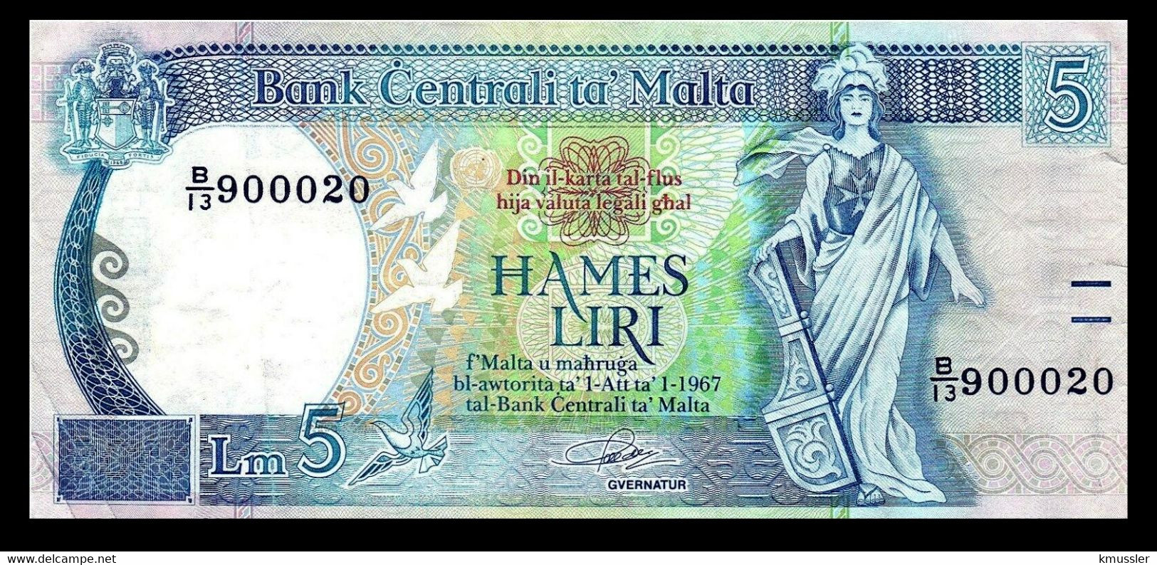 # # # Banknote Malta 5 Liri 1967 # # # - Malta