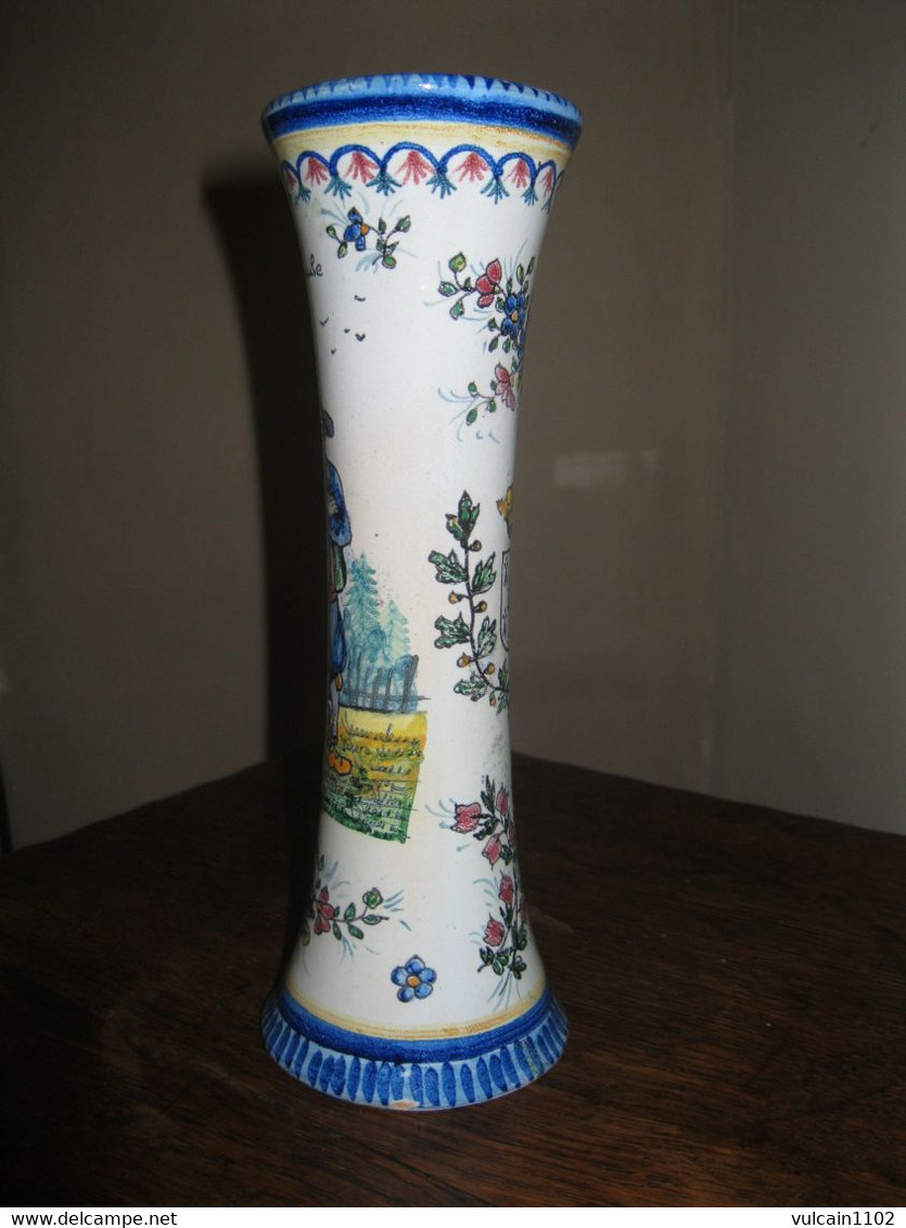 ANCIEN VASE DIABOLO EN FAIENCE DE MALICORNE DE GUSTAVE LEROY-DUBOIS LA BAULE - Malicorne (FRA)