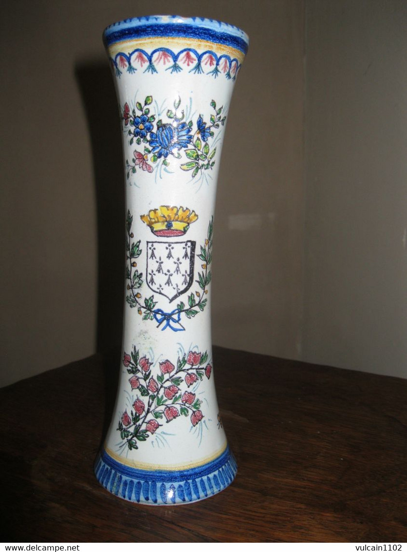 ANCIEN VASE DIABOLO EN FAIENCE DE MALICORNE DE GUSTAVE LEROY-DUBOIS LA BAULE - Malicorne (FRA)