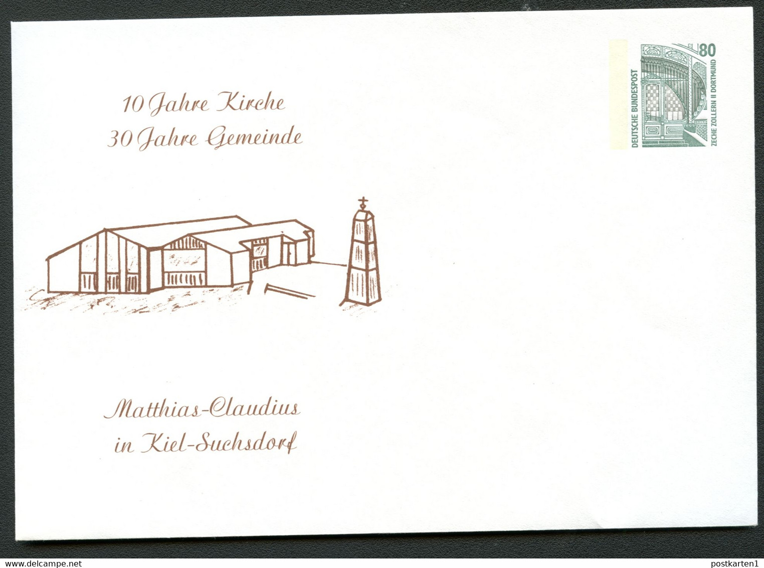 Bund PU288 B2/005-I KIRCHE MATTHIAS CLAUDIUS KIEL-SUCHSDORF 1988 - Enveloppes Privées - Neuves