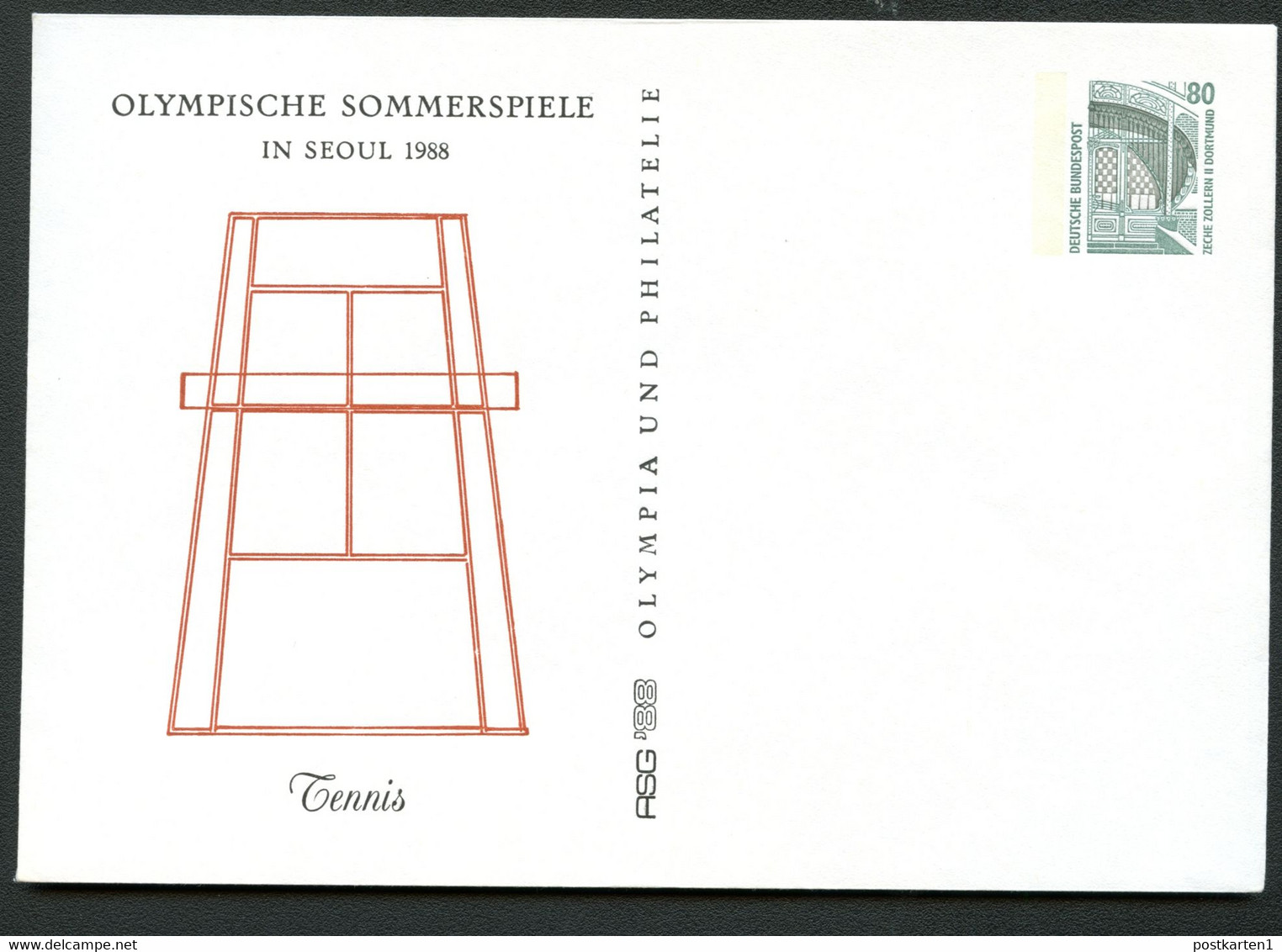 Bund PU288 C1/001-I TENNIS OLYMPISCHE SPIELE SEOUL 1988 - Enveloppes Privées - Neuves