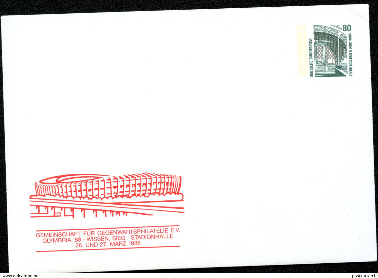 Bund PU288 D2/024 STADIONHALLE WISSEN 1988 - Privatumschläge - Ungebraucht