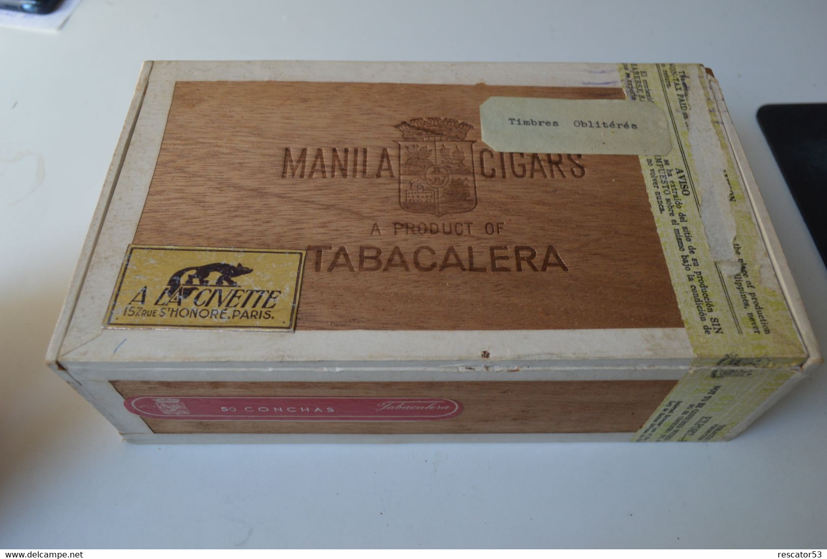 Rare Boite En Bois à Cigares Marque MANILA CIGARS Made In Philippines    Format 22 X 12.5 X 6.5 Cm - Altri & Non Classificati