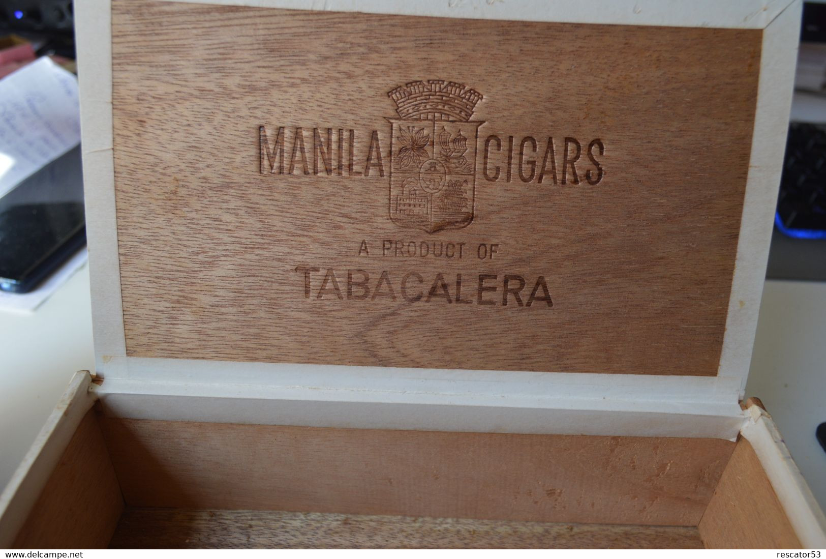 Rare Boite En Bois à Cigares Marque MANILA CIGARS Made In Philippines    Format 22 X 12.5 X 6.5 Cm - Altri & Non Classificati