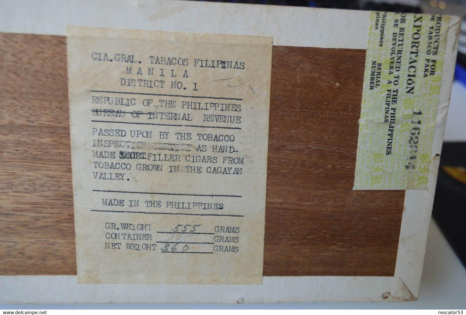 Rare Boite En Bois à Cigares Marque MANILA CIGARS Made In Philippines    Format 22 X 12.5 X 6.5 Cm - Other & Unclassified