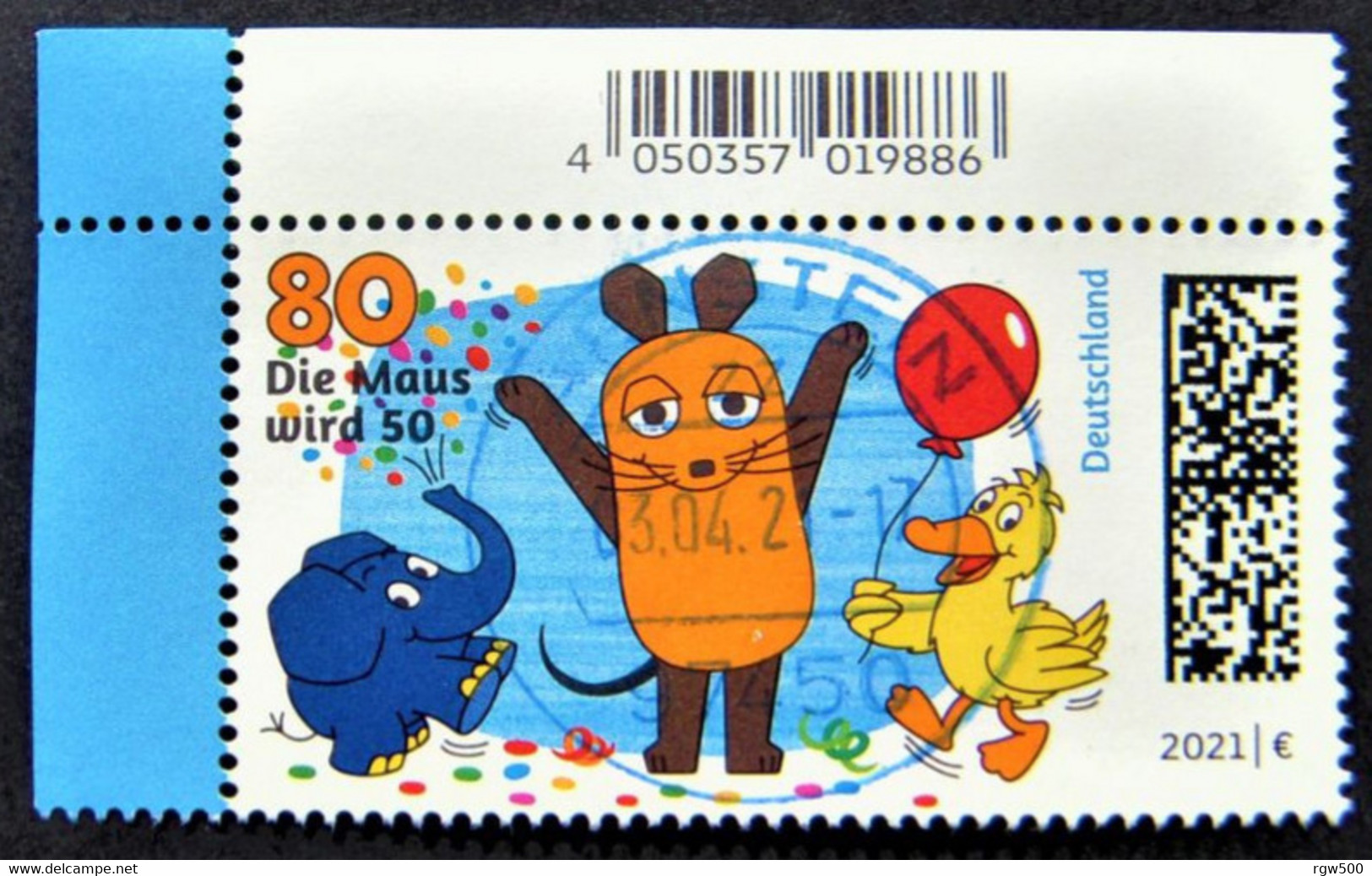 Bund/BRD März 2021,  Sondermarke "50 Jahre Fernseh-Sendung Mit Der Maus" MiNr 3596, Eckrand, Gestempelt - Used Stamps