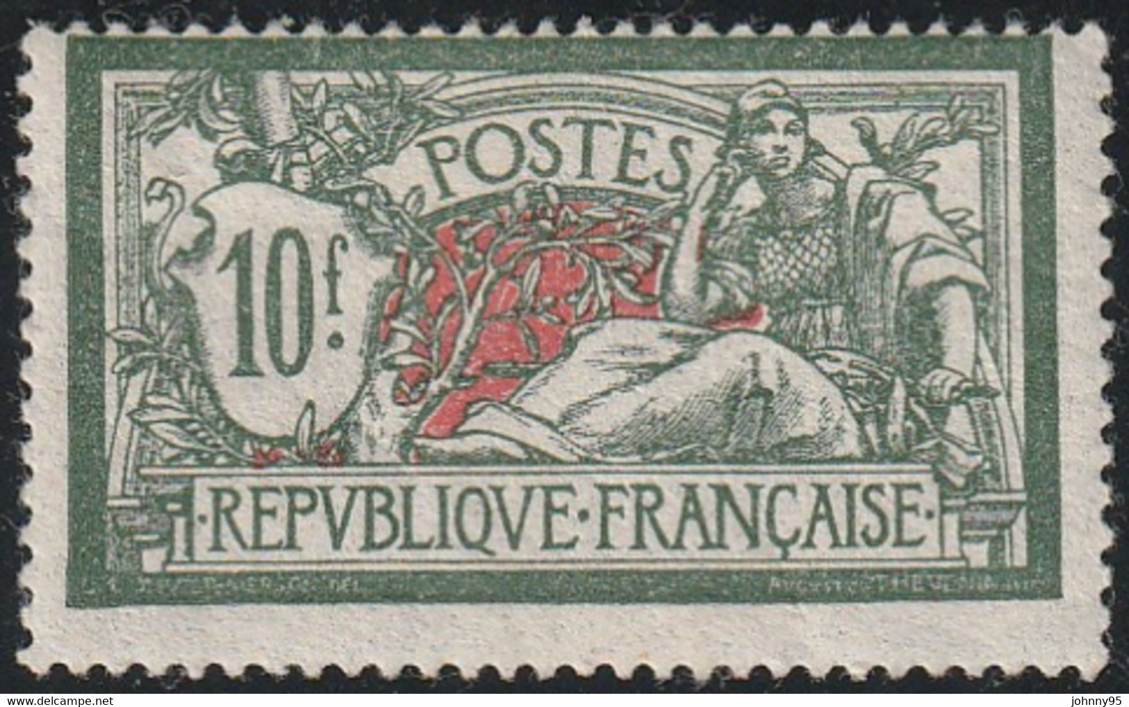 Année 1925-26 - N° 207 - Type Merson - Typographie - 10 F. Vert Et Rouge - Neuf Avec Légère Trace - Cote Neuf : 350 € - 1900-27 Merson