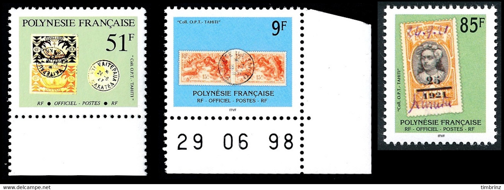 POLYNESIE 1994-97 - Yv. Service 26 à 28 ** TB  Cote= 6,40 EUR - Timbres Et Cachets Sur Timbre (3 Val.)  ..Réf.POL25342 - Oficiales