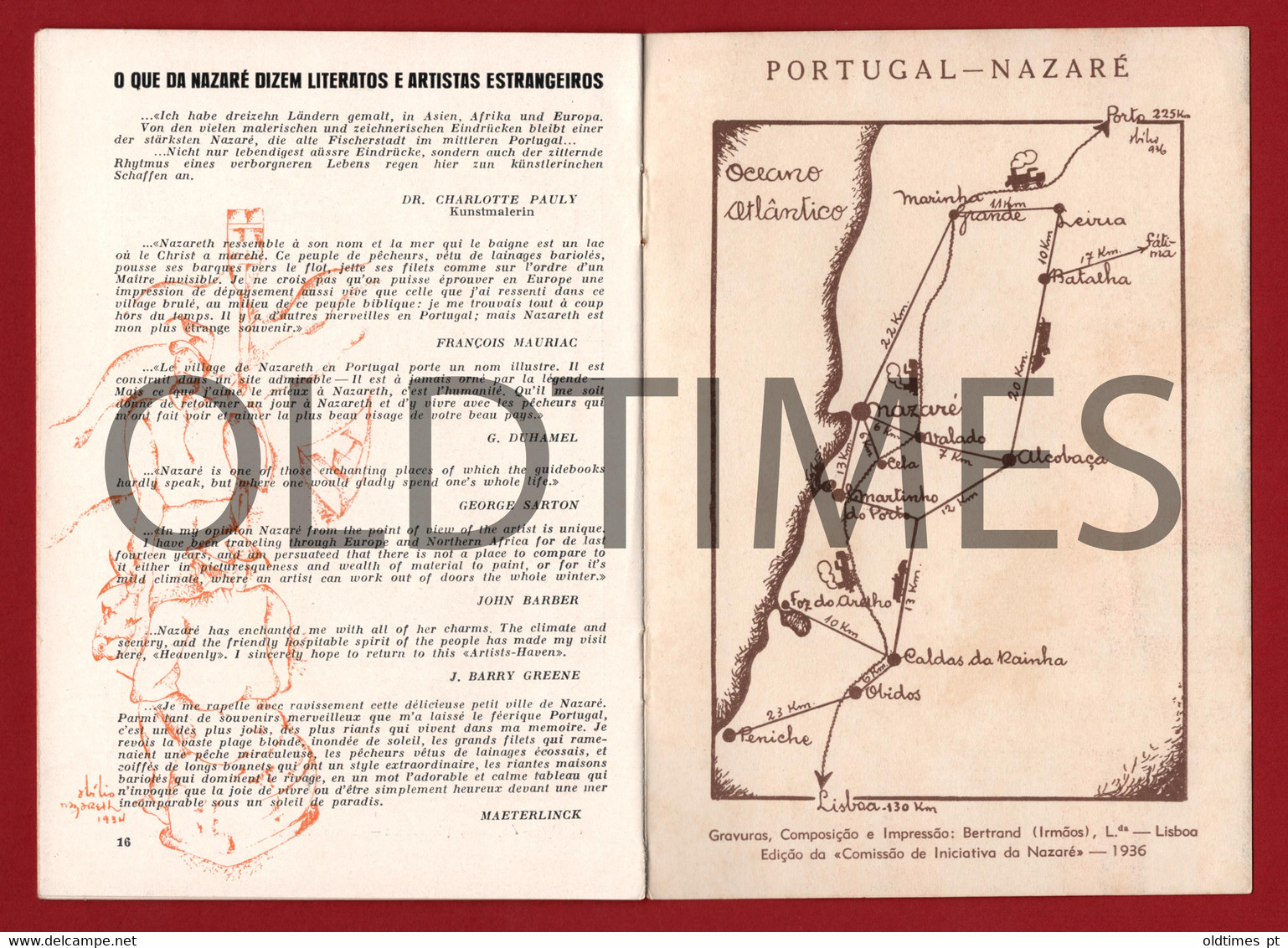 PORTUGAL - NAZARÉ - BROCHURA TURISTICA - MAPA - INFORMAÇÕES - IMAGENS - 1936 TURISM BROCHURE