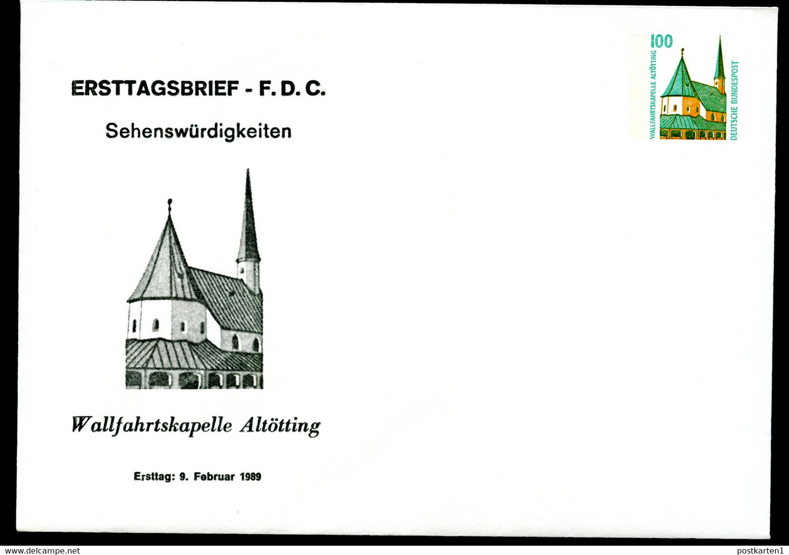 Bund PU290 D1/001 WALLFAHRTSKAPELLE ALTÖTTING 1989 - Enveloppes Privées - Neuves