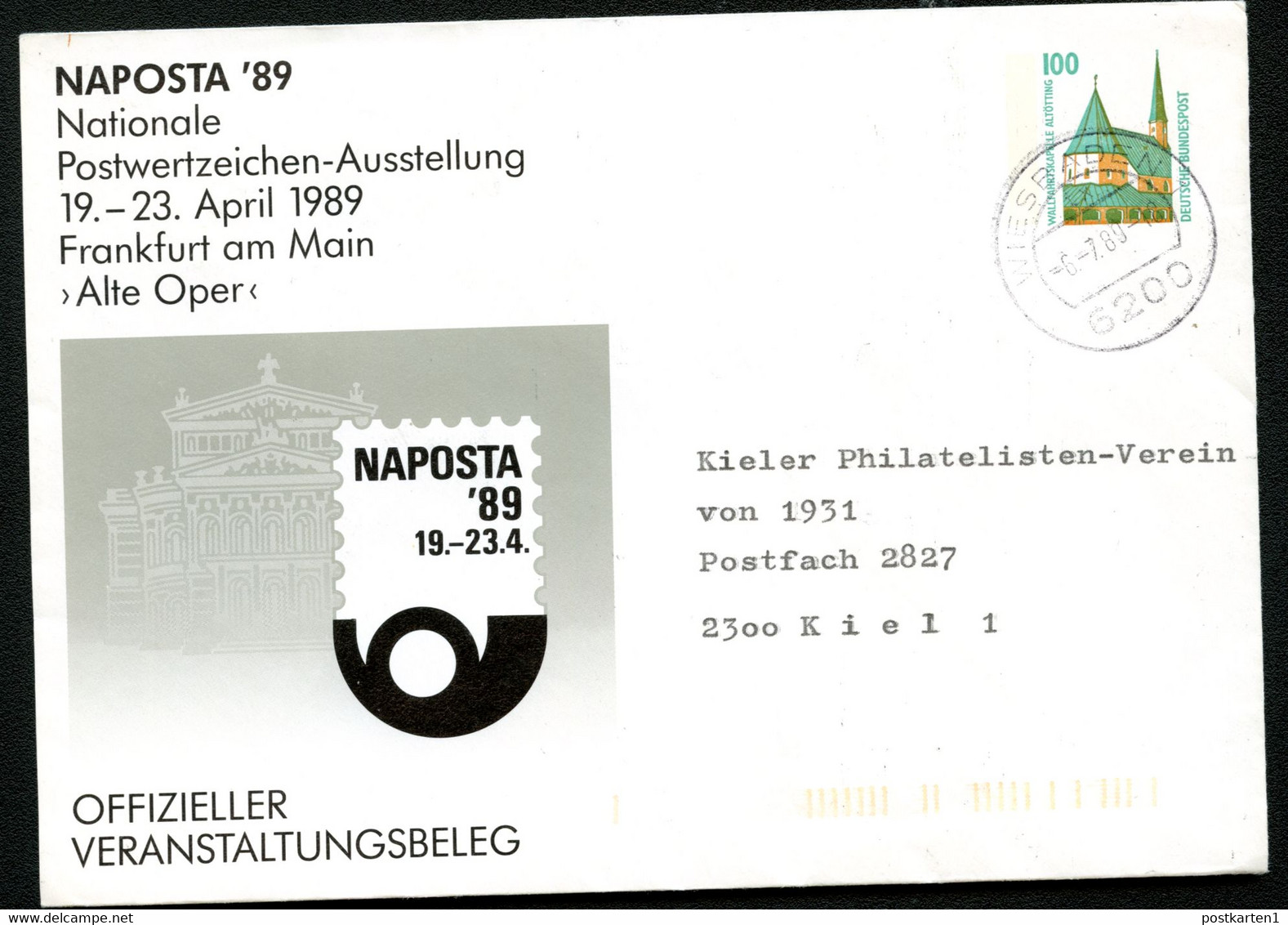 Bund PU290 D2/012 NAPOSTA Gelaufen Wiesbaden 1989 NGK 5,00 € - Enveloppes Privées - Oblitérées