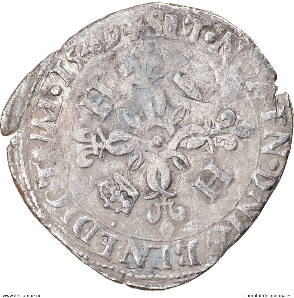 Monnaie, France, Henri II, Douzain Aux Croissants, 1549, Rouen, TB, Billon - 1547-1559 Henri II