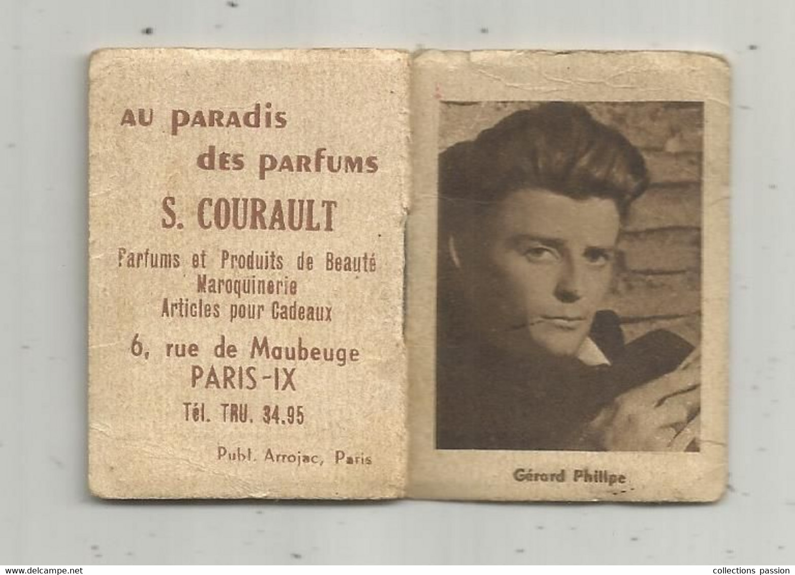 JC , Calendrier 1950 , Petit Format ,petit Almanach , AU PARADIS DES PARFUMS , S. Courault , Paris IX E ,  3 Scans - Petit Format : 1941-60