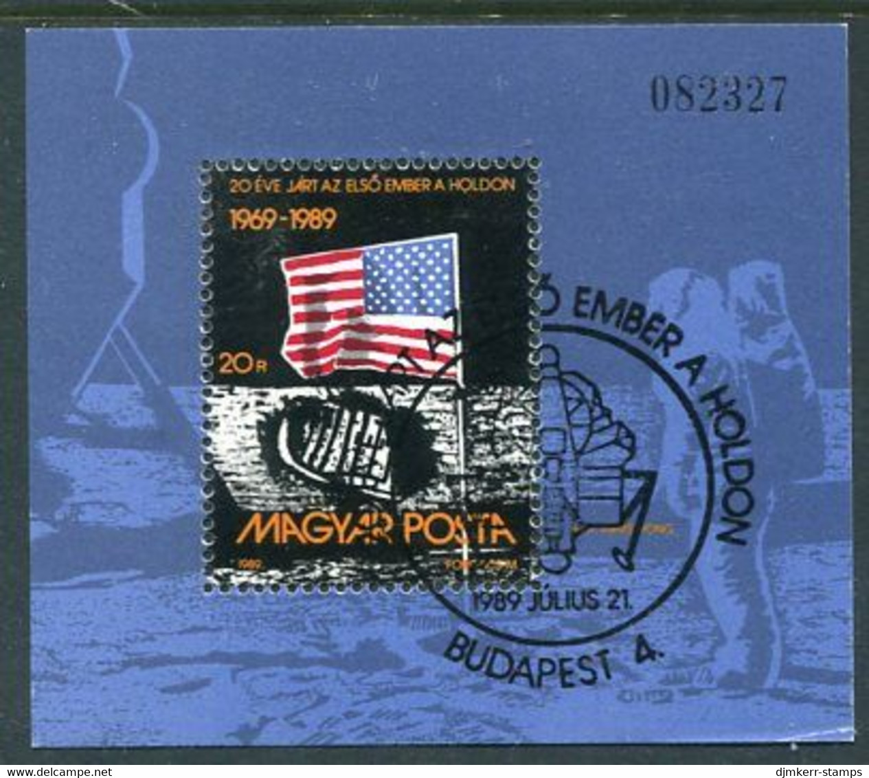 HUNGARY 1989 Moon Landing Anniversary Block Used.  Michel Block 204 - Blocchi & Foglietti