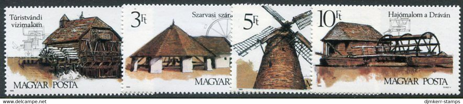 HUNGARY 1989 Old Mills MNH / **.  Michel Block 4028-31 - Unused Stamps