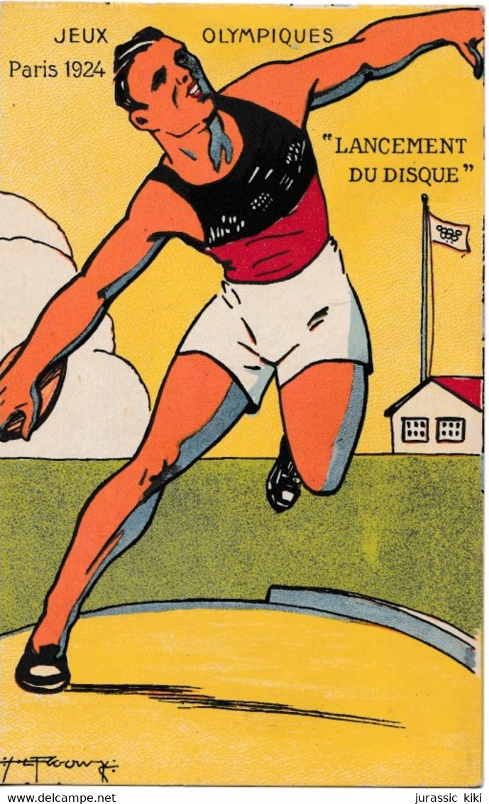 2 CPA - Jeux Olympiques - Paris 1924 "RUGBY" & "LANCEMENT DU DISQUE" - Olympische Spelen